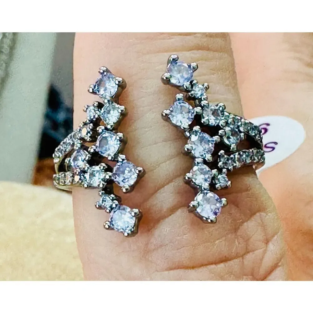 Bomb Party Lavender Topaz on Hematite Plating Ring Size 9 - Picture 4 of 4